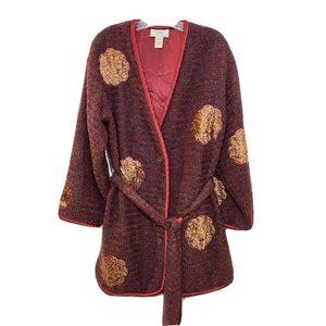 VTG Victoria’s Secret Small Kimono Robe Boucle Knit Asian Oversized Satin Lined